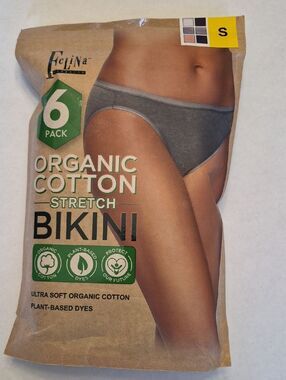 Felina Women’s Organic Cotton Stretch Bikini Briefs 6-Pack Multi-Color NWT